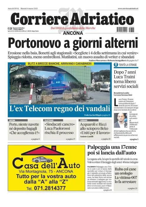 Prima-pagina-corriere adriatico-edizione-di-oggi-04-03-2025